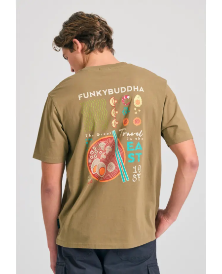 FUNKY BUDDHA Relaxed fit με graphic τύπωμα στην πλάτη FBM011-331-04 OREGANO