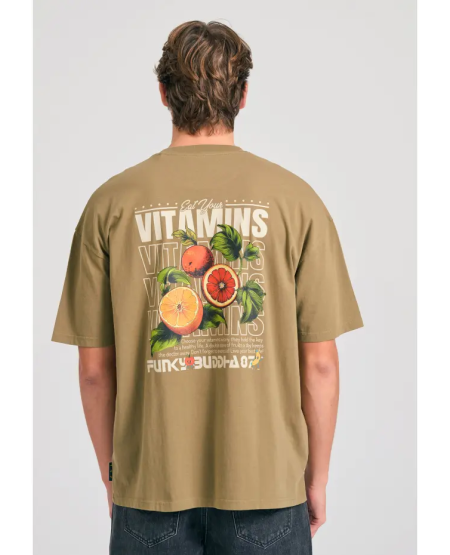 FUNKY BUDDHA Oversized t-shirt με graphic τύπωμα στην πλάτη FBM011-052-04 OREGANO