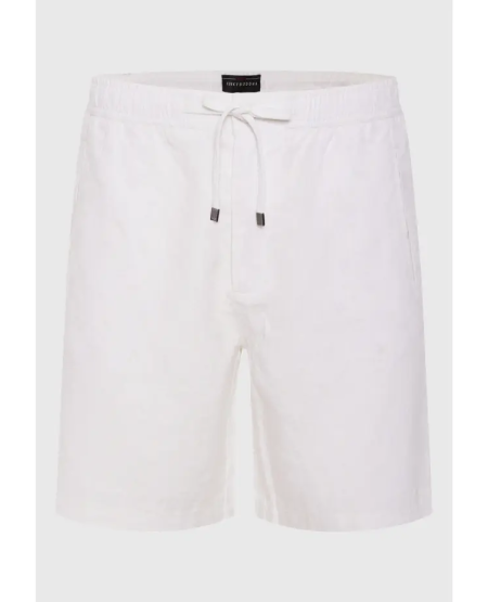 FUNKY BUDDHA Men's comfort fit garment dyed linen shorts FBM011-009-03 WHITE