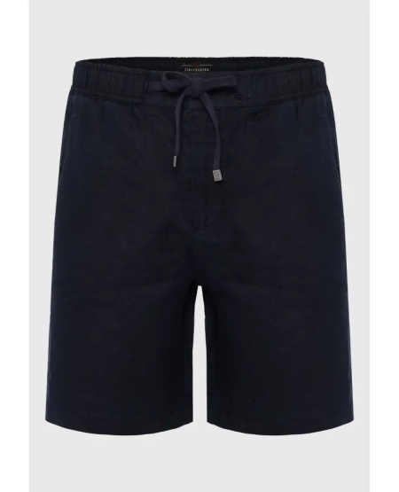 FUNKY BUDDHA Men's comfort fit garment dyed linen shorts FBM011-009-03 BLACK