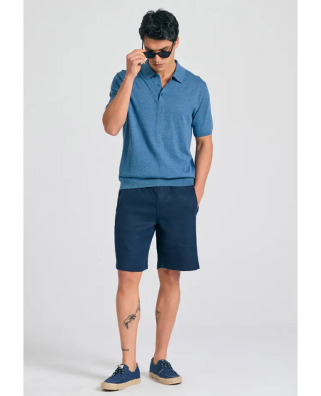 FUNKY BUDDHA Men's comfort fit garment dyed linen shorts FBM011-009-03 NAVY