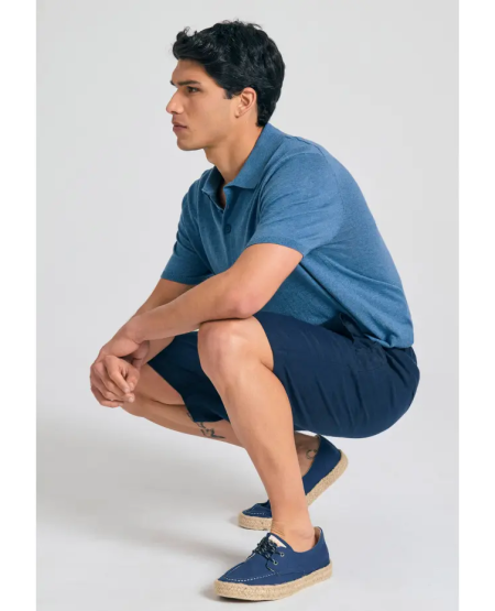 FUNKY BUDDHA Comfort fit garment dyed λινή βερμούδα FBM011-009-03 NAVY
