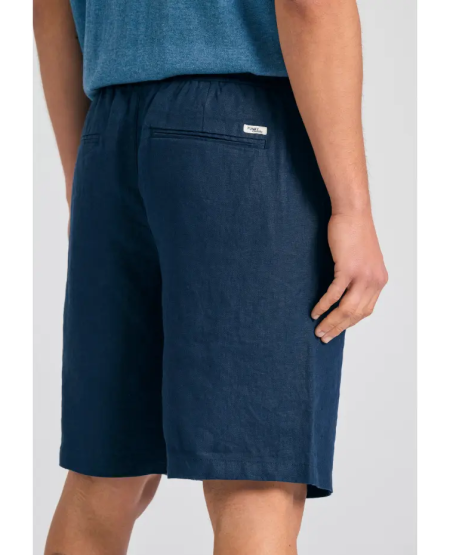 FUNKY BUDDHA Comfort fit garment dyed λινή βερμούδα FBM011-009-03 NAVY