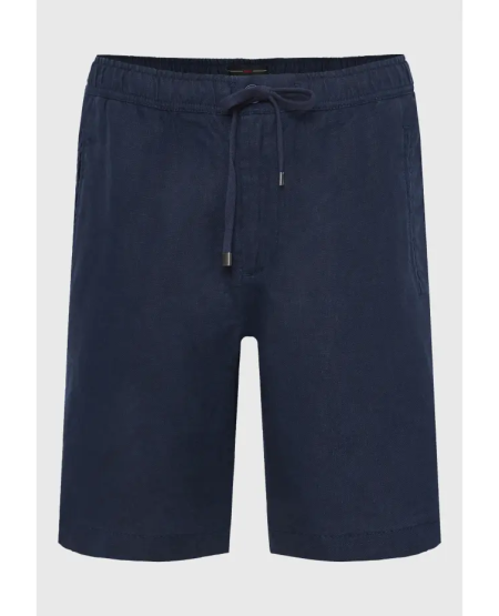 FUNKY BUDDHA Comfort fit garment dyed λινή βερμούδα FBM011-009-03 NAVY