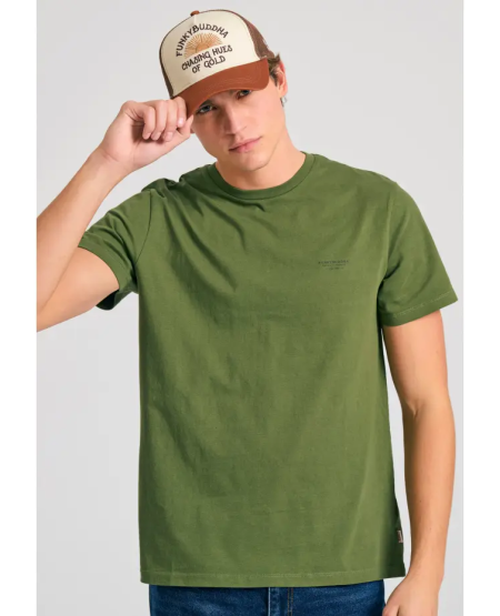 FUNKY BUDDHA Crew-neck men's t-shirt - The essentials FBM011-001-04 KHAKI