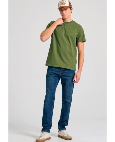FUNKY BUDDHA Crew-neck men's t-shirt - The essentials FBM011-001-04 KHAKI