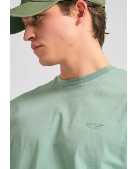 FUNKY BUDDHA T-shirt με στρογγυλή λαιμόκοψη - The essentials FBM011-001-04 SAGE GREEN