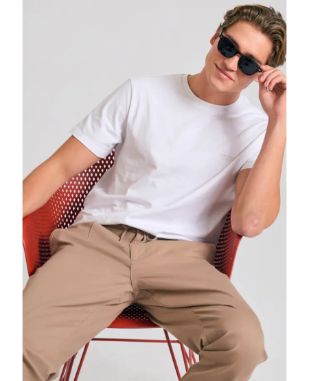 FUNKY BUDDHA T-shirt με στρογγυλή λαιμόκοψη - The essentials FBM011-001-04 WHITE