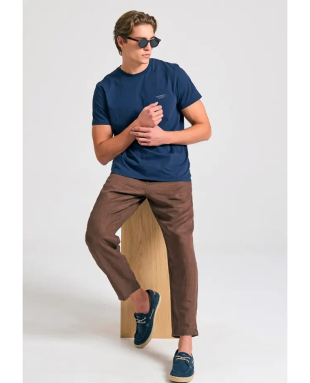 FUNKY BUDDHA Crew-neck men's t-shirt - The essentials FBM011-001-04 NAVY