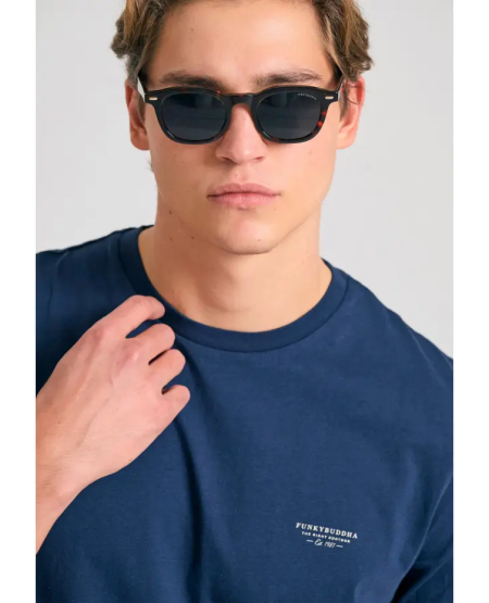 FUNKY BUDDHA T-shirt με στρογγυλή λαιμόκοψη - The essentials FBM011-001-04 NAVY