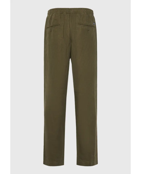 FUNKY BUDDHA Ανδρικό comfort fit λινό chino παντελόνι FBM011-011-02 KHAKI