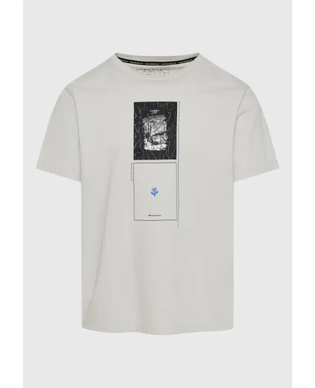FUNKY BUDDHA Relaxed fit t-shirt with abstract print FBM011-307-04 MIST