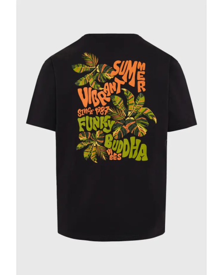 FUNKY BUDDHA Relaxed fit t-shirt with summer vibe print FBM011-055-04 ANTHRACITE