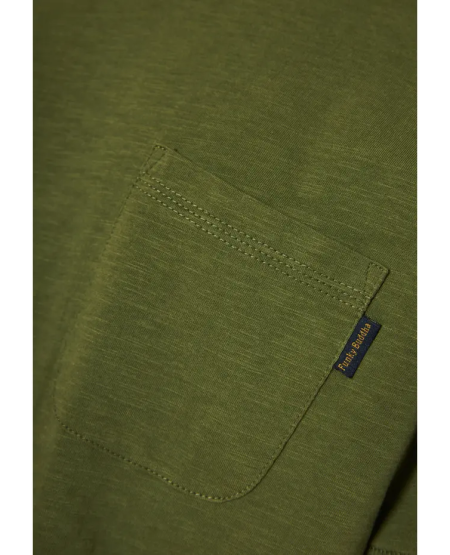 FUNKY BUDDHA Βαμβακερό t-shirt με τσέπη στο στήθος FBM011-006-04 KHAKI