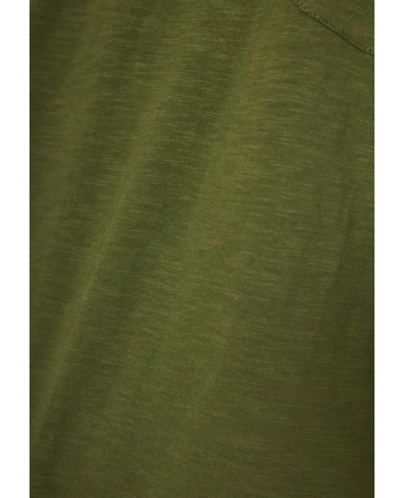 FUNKY BUDDHA Βαμβακερό t-shirt με τσέπη στο στήθος FBM011-006-04 KHAKI