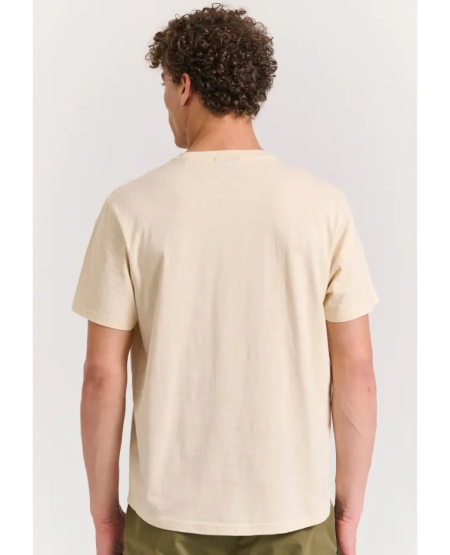 FUNKY BUDDHA Βαμβακερό t-shirt με τσέπη στο στήθος FBM011-006-04 CHALK