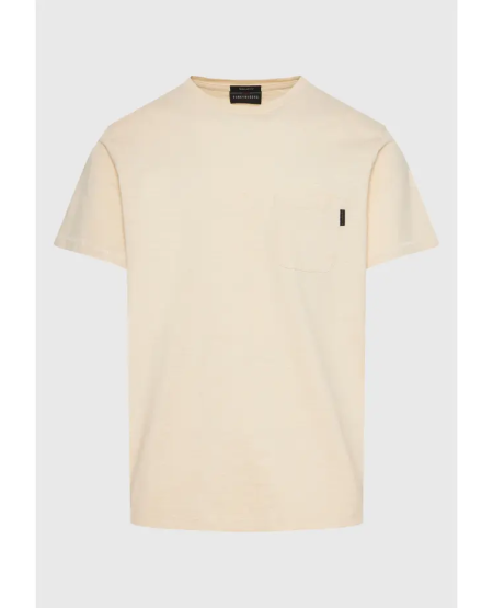 FUNKY BUDDHA Βαμβακερό t-shirt με τσέπη στο στήθος FBM011-006-04 CHALK