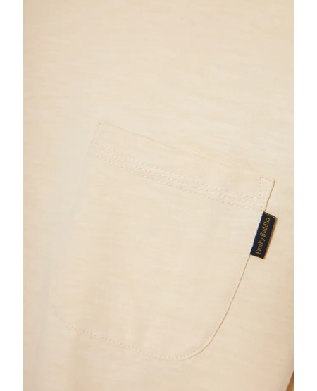 FUNKY BUDDHA Βαμβακερό t-shirt με τσέπη στο στήθος FBM011-006-04 CHALK
