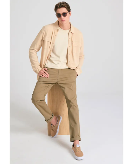 FUNKY BUDDHA Ανδρικό chino παντελόνι - The essentials FBM011-001-02 OREGANO