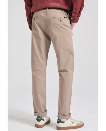 FUNKY BUDDHA Ανδρικό chino παντελόνι - The essentials FBM011-001-02 GREIGE