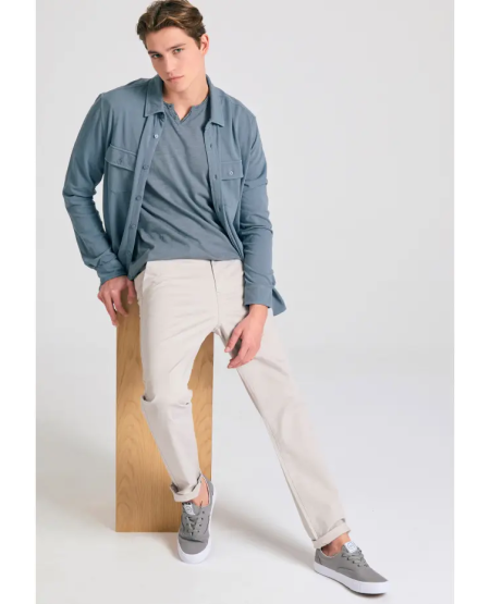 FUNKY BUDDHA Ανδρικό chino παντελόνι - The essentials FBM011-001-02 MIST GREY