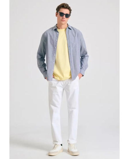 FUNKY BUDDHA Ανδρικό chino παντελόνι - The essentials FBM011-001-02 WHITE