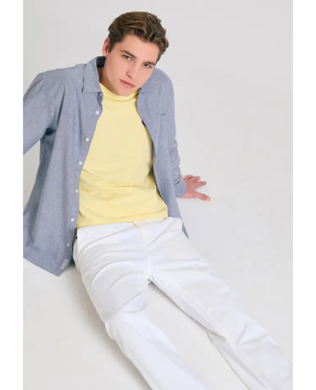 FUNKY BUDDHA Ανδρικό chino παντελόνι - The essentials FBM011-001-02 WHITE