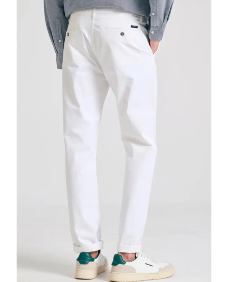 FUNKY BUDDHA Ανδρικό chino παντελόνι - The essentials FBM011-001-02 WHITE