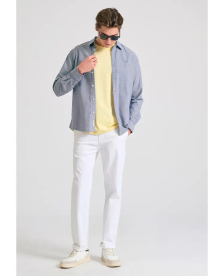 FUNKY BUDDHA Ανδρικό chino παντελόνι - The essentials FBM011-001-02 WHITE