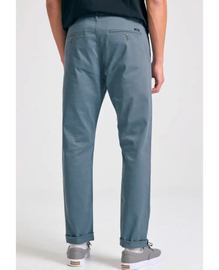 FUNKY BUDDHA Ανδρικό chino παντελόνι - The essentials FBM011-001-02 STEEL GREY