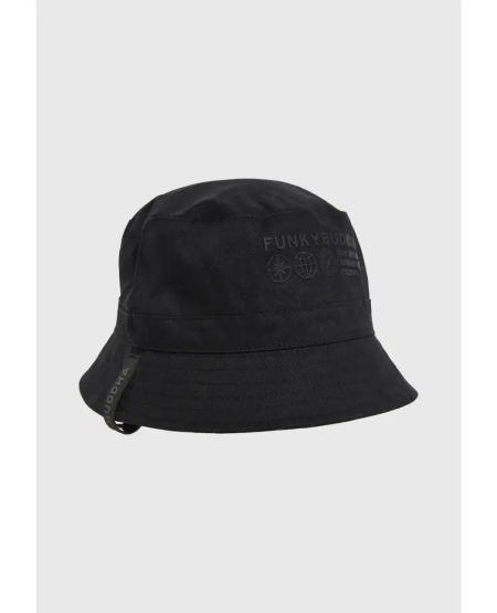 FUNKY BUDDHA Men's hat with branded print FBM011-068-10 BLACK