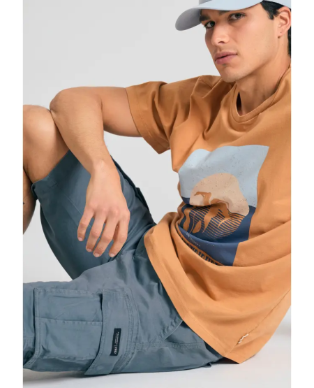 FUNKY BUDDHA Ανδρική cargo βερμούδα - The essentials FBM011-002-03 STEEL GREY