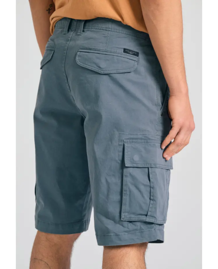 FUNKY BUDDHA Ανδρική cargo βερμούδα - The essentials FBM011-002-03 STEEL GREY