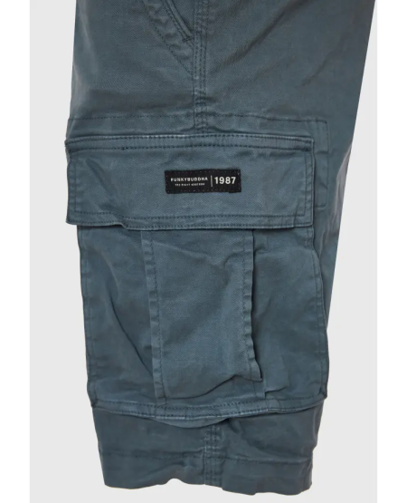 FUNKY BUDDHA Ανδρική cargo βερμούδα - The essentials FBM011-002-03 STEEL GREY
