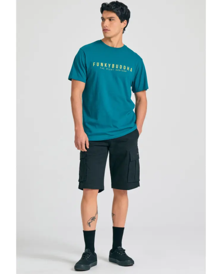 FUNKY BUDDHA T-shirt με Funky Buddha τύπωμα - The essentials FBM011-011-04 PEACOCK
