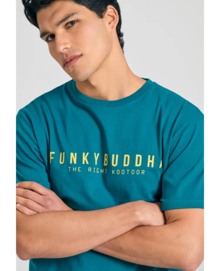 FUNKY BUDDHA T-shirt με Funky Buddha τύπωμα - The essentials FBM011-011-04 PEACOCK