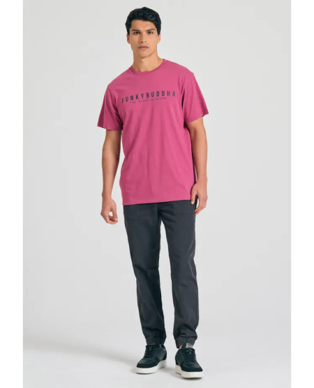 FUNKY BUDDHA T-shirt με Funky Buddha τύπωμα - The essentials FBM011-011-04 DRY ROSE