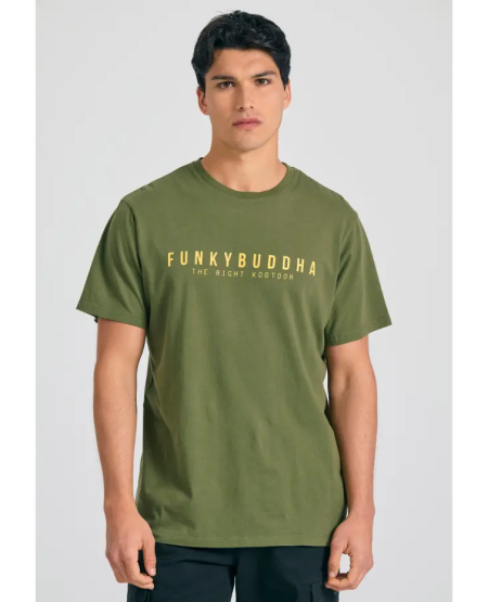 FUNKY BUDDHA T-shirt με Funky Buddha τύπωμα - The essentials FBM011-011-04 KHAKI