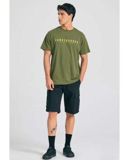 FUNKY BUDDHA T-shirt με Funky Buddha τύπωμα - The essentials FBM011-011-04 KHAKI