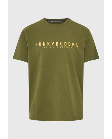 FUNKY BUDDHA T-shirt με Funky Buddha τύπωμα - The essentials FBM011-011-04 KHAKI