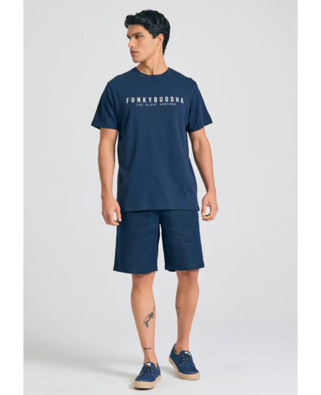FUNKY BUDDHA T-shirt με Funky Buddha τύπωμα - The essentials FBM011-011-04 NAVY