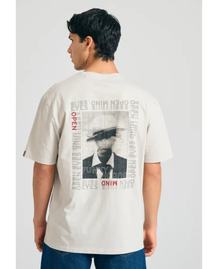 FUNKY BUDDHA Relaxed fit t-shirt με photographic τύπωμα FBM011-302-04 MIST