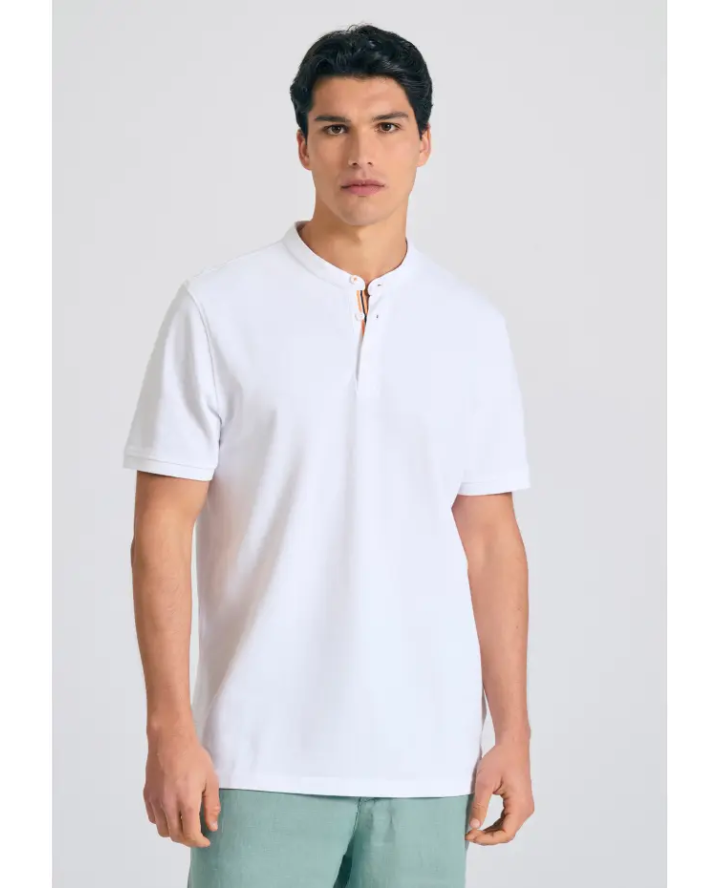 FUNKY BUDDHA Mao neck polo shirt with...