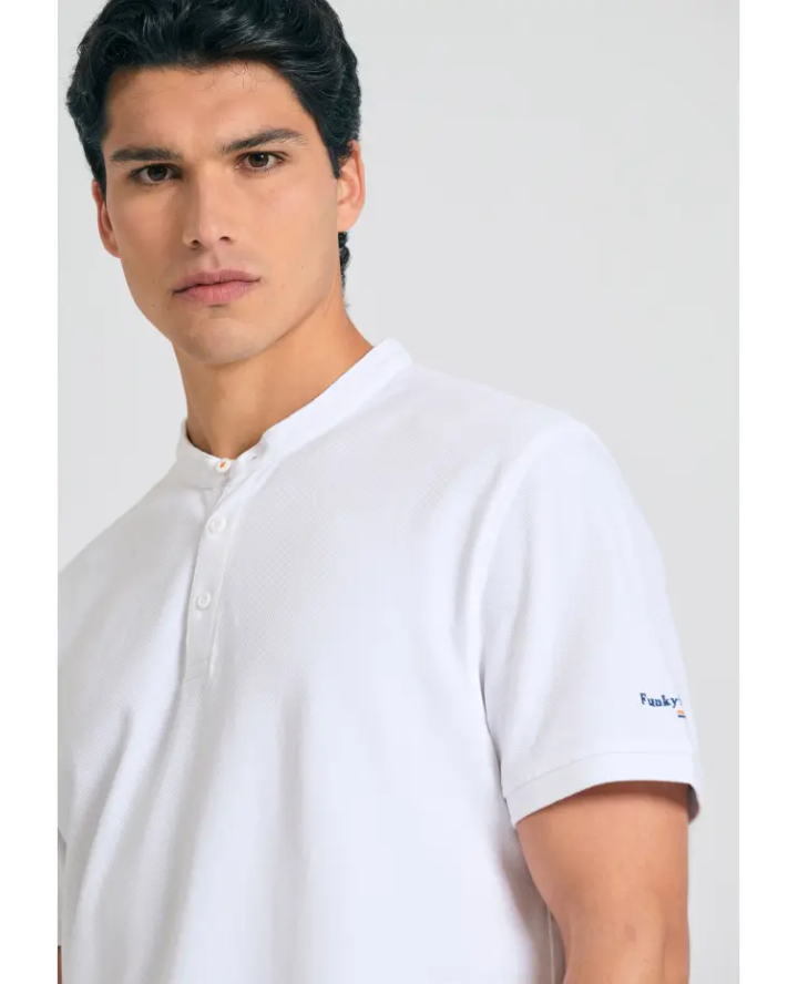 FUNKY BUDDHA Mao neck polo shirt with...