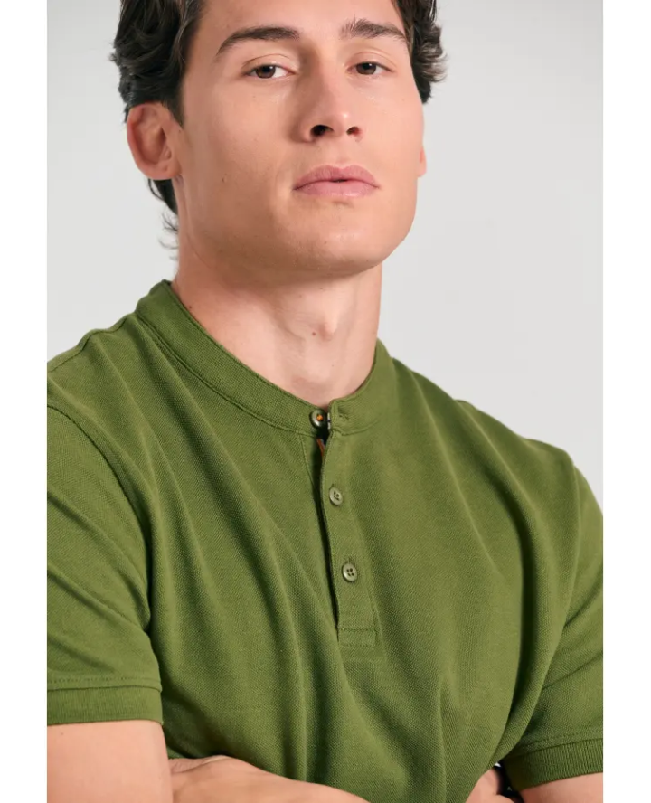 FUNKY BUDDHA Mao neck polo shirt with...