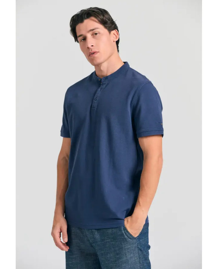 FUNKY BUDDHA Mao neck polo shirt with...