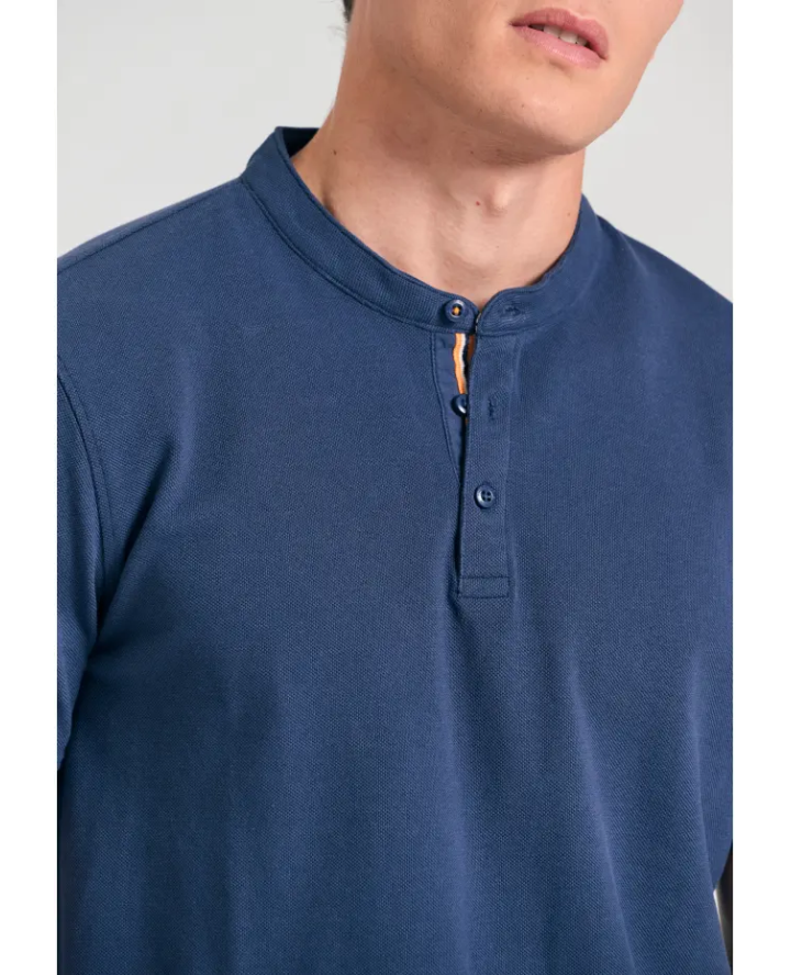 FUNKY BUDDHA Mao neck polo shirt with...