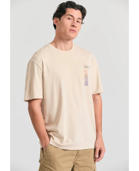FUNKY BUDDHA Relaxed fit t-shirt με vintage photographic τύπωμα FBM011-330-04 SUGAR