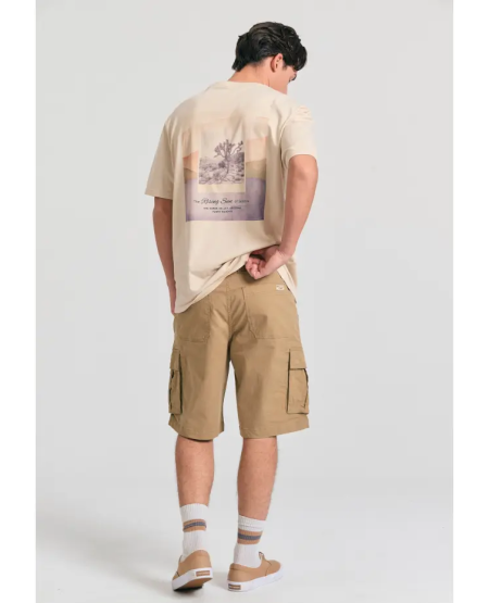 FUNKY BUDDHA Relaxed fit t-shirt με vintage photographic τύπωμα FBM011-330-04 SUGAR