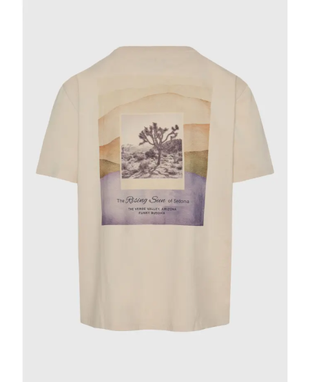 FUNKY BUDDHA Relaxed fit t-shirt με vintage photographic τύπωμα FBM011-330-04 SUGAR